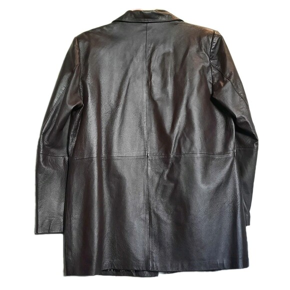 Lew Magram Brown Genuine Leather Mid Length Lined Open Front Jacket Blazer 18 - Picture 2 of 6